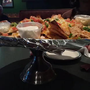 Another shot of the huge tray of nachos, about $9.