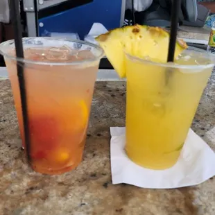 two drinks on a table