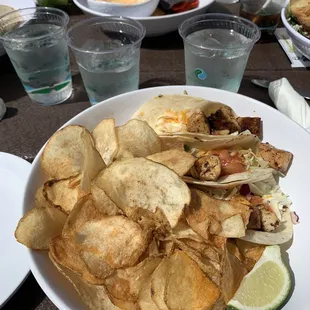 Fish tacos with homemade chips