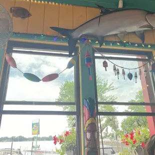 view of the lake from our table