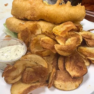 Beer battled fish and chips