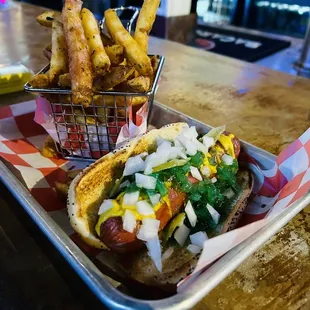 Chicago dog &amp; a side of fries