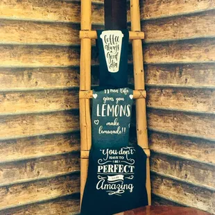 a ladder leaning against a wall
