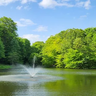 5/20/2023 - Beautiful small lake with fountain. There's a walking path around lake and a little into the woods.