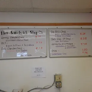 menus and prices