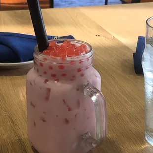 Strawberry boba tea
