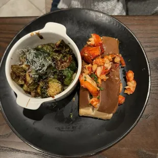 Connecticut lobster roll with brussel sprouts