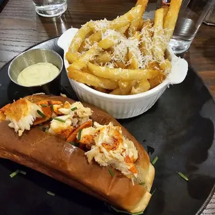 Connecticut Lobster roll with parmesan truffle fries!