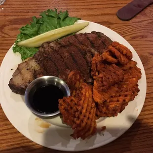 Blackened Prime Rib Sandwich with Sweet Potato Fries