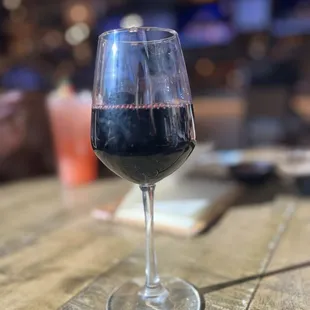 Glass of Cabernet to start.  Strawberry lemonade for my sis in the back