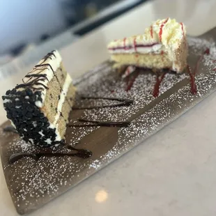 Raspberry lemon cheesecake and Milk and chocolate chip cookie cake