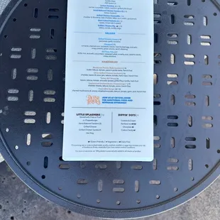 a menu sitting on a table