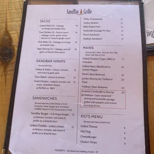Good menu - back