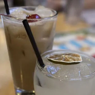 two drinks on a table