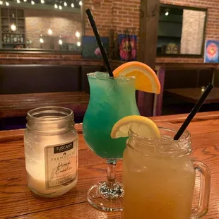 Blue Hawaiian and Ginger lemonade
