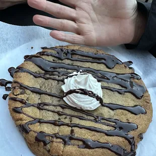 Giant cookie with  whip cream