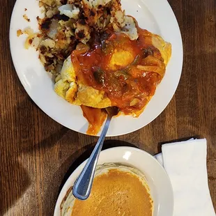 &quot;Spanish omelette&quot; with ragu pasta sauce and canned veggies