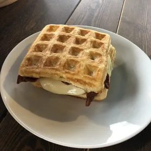 Waffle breakfast sandwich