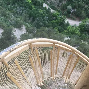 Feels very sturdy and safe, but it's a nice dizzying view down to that road way down there.