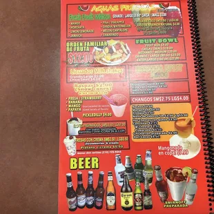 a menu on a table