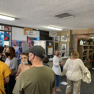 Lined up to enter the tram