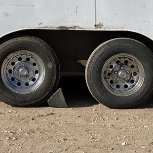 Wheel on the right wheel further back than other side.