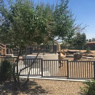 Look down on one of two playgrounds