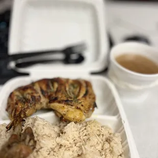 Chicken Inasal with garlic rice and side of Bulalo Soup