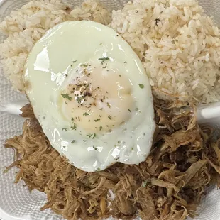 Chicken Adobo Flakes w/ Garlic Fried Rice &amp; Over Medium Egg