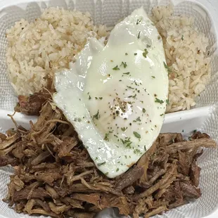 Pork Adobo Flakes w/ Garlic Fried Rice &amp; Over Medium Egg