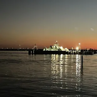 The ferry just past sunset. This was part of our view from the deck.