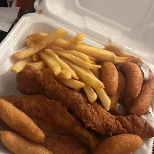 2 piece catfish w/ Fries &amp; Baked Beans