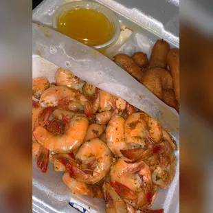 Boiled Shrimp Plate w/ Hushpuppies &amp; Butter