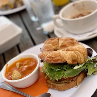 Sandpiper special with croissant and tomato bisque.