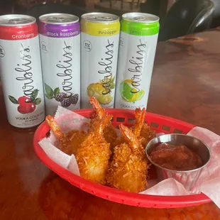 a basket of fried shrimp