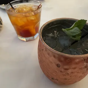 Moscow Mule and Makers Old Fashioned.