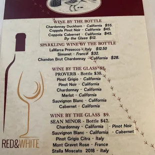 Wine menu