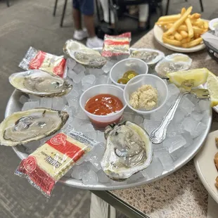 Raw oysters on the half shell