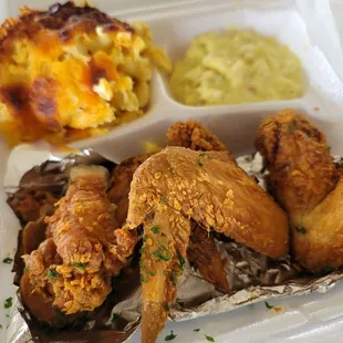 a tray of fried chicken
