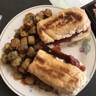 Sausage po boy and okra