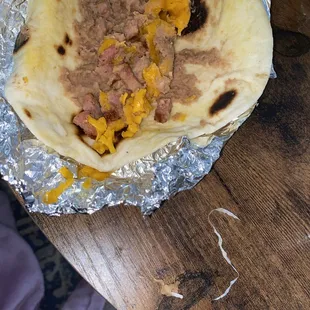 Country and bean taco with cheese