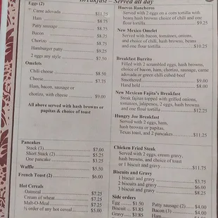 Menu - Breakfast All Day - well -- until they close at 2pm anyway  8-23-23