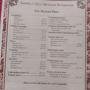 Menu - New Mexican Plates 8-23-23