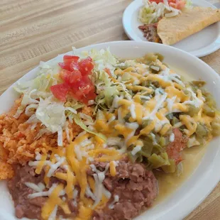 Combo plate - beef enchilada, chili rellano, &amp; beef Soft Taco 5-15-24