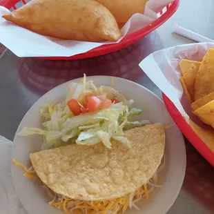 Beef hard Taco &amp; soppillas. Good amount of filling. Wish I had ordered the &quot;soft&quot; Taco - for the shell texture. 8-23-23