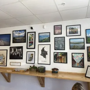 Wall of pictures from Cuba and Colombia whet the owners lived, adds to the ambiance