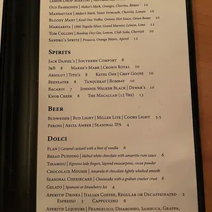 the menu