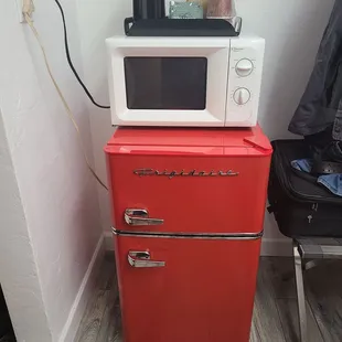 Cute Frigidaire, microwave, coffee maker