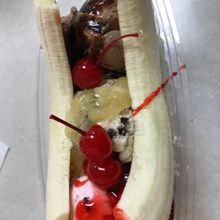 Banana Split no nuts or whipped cream. Yum!