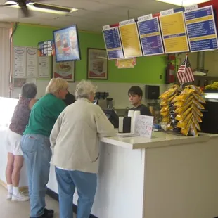 Inside at the counter